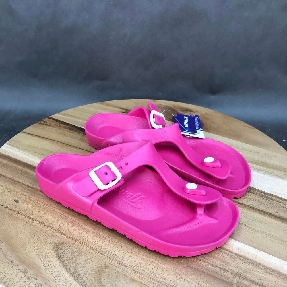 Airwalk Pink Rubber T Strap Adjustable Sandals Girls Size 5
